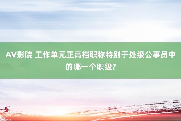 AV影院 工作单元正高档职称特别于处级公事员中的哪一个职级?