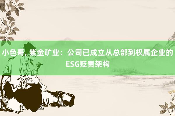 小色哥， 紫金矿业：公司已成立从总部到权属企业的ESG贬责架构