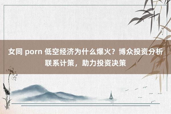 女同 porn 低空经济为什么爆火？博众投资分析联系计策，助力投资决策