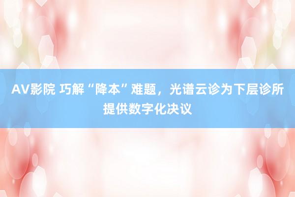 AV影院 巧解“降本”难题，光谱云诊为下层诊所提供数字化决议