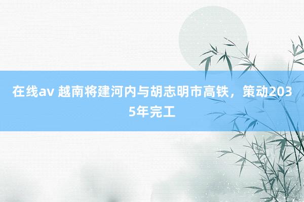 在线av 越南将建河内与胡志明市高铁，策动2035年完工