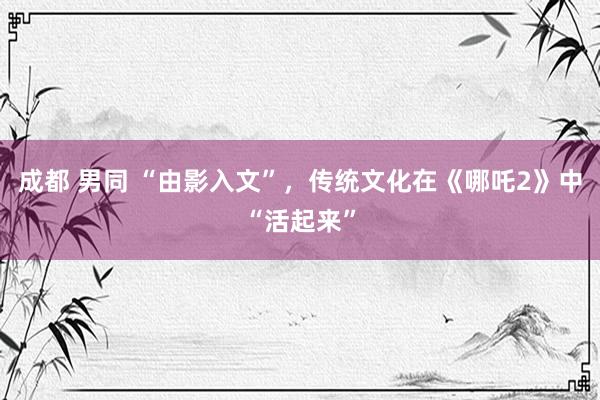 成都 男同 “由影入文”，传统文化在《哪吒2》中“活起来”