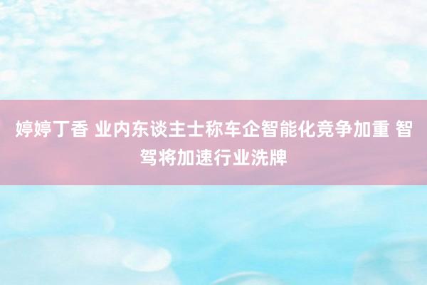 婷婷丁香 业内东谈主士称车企智能化竞争加重 智驾将加速行业洗牌