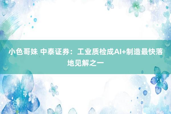 小色哥妹 中泰证券：工业质检成AI+制造最快落地见解之一