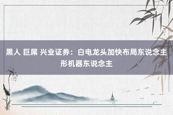 黑人 巨屌 兴业证券：白电龙头加快布局东说念主形机器东说念主