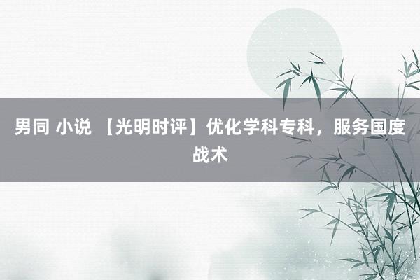男同 小说 【光明时评】优化学科专科，服务国度战术