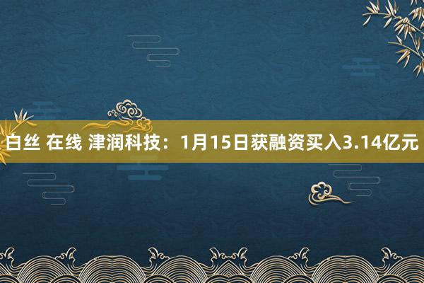 白丝 在线 津润科技：1月15日获融资买入3.14亿元