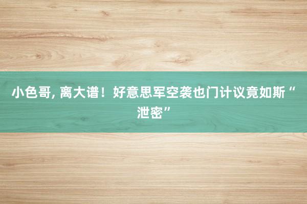 小色哥， 离大谱！好意思军空袭也门计议竟如斯“泄密”