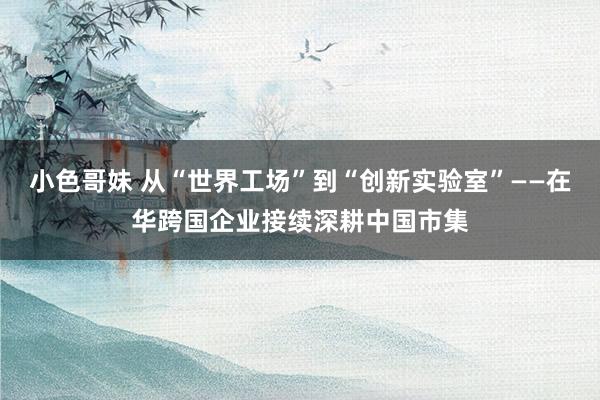 小色哥妹 从“世界工场”到“创新实验室”——在华跨国企业接续深耕中国市集