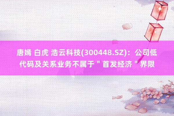 唐嫣 白虎 浩云科技(300448.SZ)：公司低代码及关系业务不属于＂首发经济＂界限