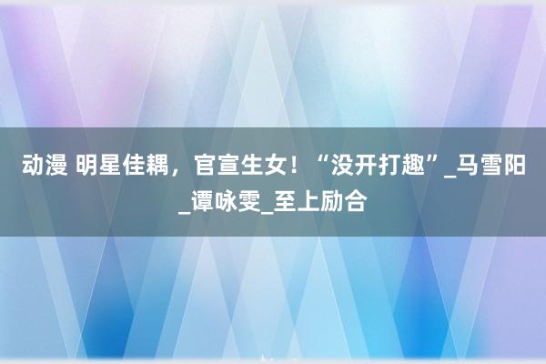 动漫 明星佳耦，官宣生女！“没开打趣”_马雪阳_谭咏雯_至上励合