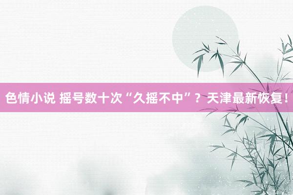 色情小说 摇号数十次“久摇不中”？天津最新恢复！