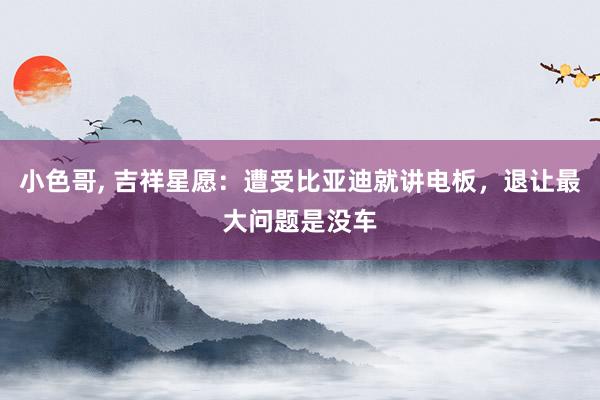 小色哥， 吉祥星愿：遭受比亚迪就讲电板，退让最大问题是没车