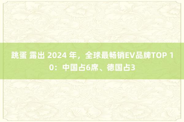 跳蛋 露出 2024 年，全球最畅销EV品牌TOP 10：中国占6席、德国占3