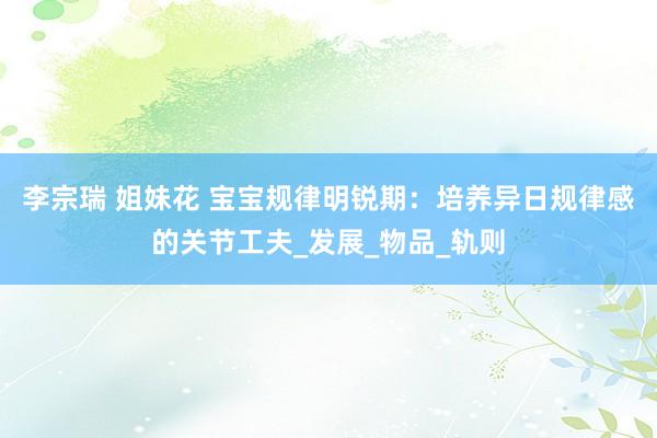 李宗瑞 姐妹花 宝宝规律明锐期：培养异日规律感的关节工夫_发展_物品_轨则