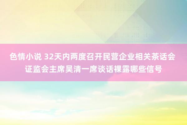 色情小说 32天内两度召开民营企业相关茶话会 证监会主席吴清一席谈话裸露哪些信号