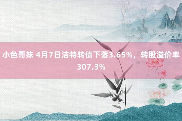小色哥妹 4月7日洁特转债下落3.65%，转股溢价率307.3%
