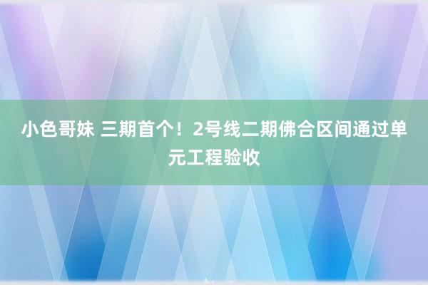 小色哥妹 三期首个！2号线二期佛合区间通过单元工程验收