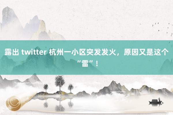 露出 twitter 杭州一小区突发发火，原因又是这个“雷”！