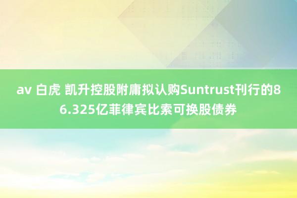 av 白虎 凯升控股附庸拟认购Suntrust刊行的86.325亿菲律宾比索可换股债券