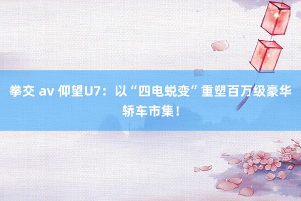 拳交 av 仰望U7：以“四电蜕变”重塑百万级豪华轿车市集！