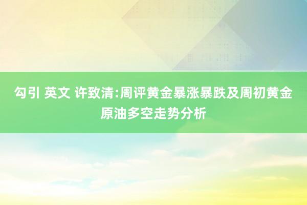勾引 英文 许致清:周评黄金暴涨暴跌及周初黄金原油多空走势分析